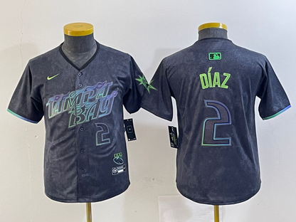 YOUTH YANDY DIAZ Tampa Bay Rays  Charcoal 2024 City Connect Player Jersey