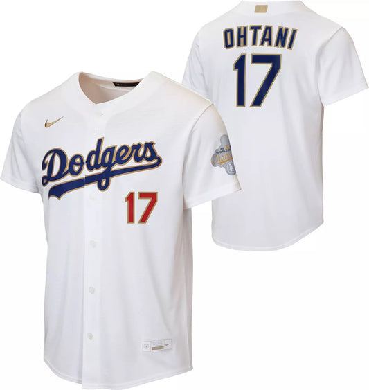 Youth Shohei Ohtani Los Angeles Dodgers White 2026 Gold Collection Stadium Jersey