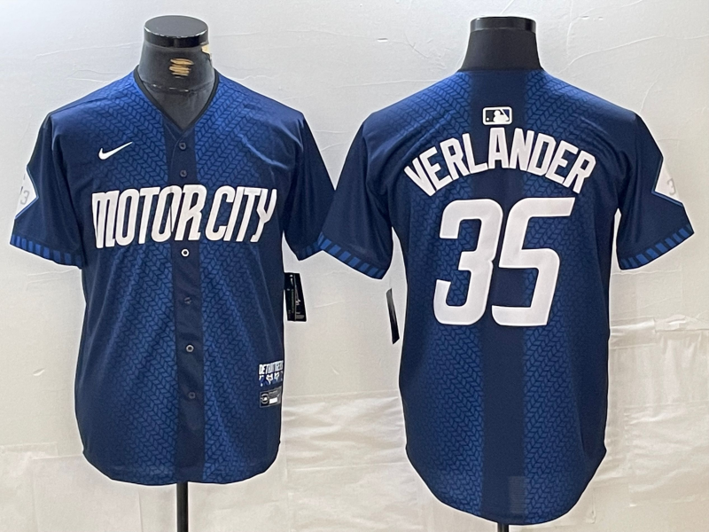 Men's Justin Verlander Detroit Tigers Navy 2024 City Connect Jersey