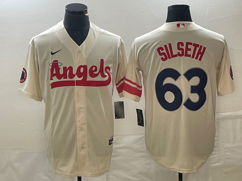 Men's Los Angeles Angels Chase Silseth Cream 2022 City Connect Replica Player Jersey