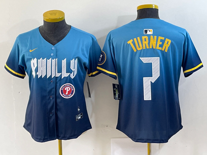 Women's Trea Turner Philadelphia Phillies  Blue 2024 City Connect Player Jersey
