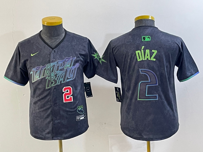 YOUTH YANDY DIAZ Tampa Bay Rays  Charcoal 2024 City Connect Player Jersey
