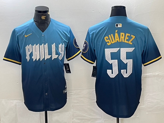 Men's Ranger Suarez Philadelphia Phillies  Blue 2024 City Connect Player Jersey