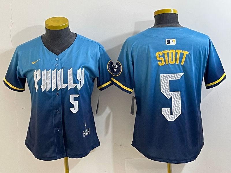 WOMEN Bryson Stott Philadelphia Phillies  Blue 2024 City Connect Player Jersey