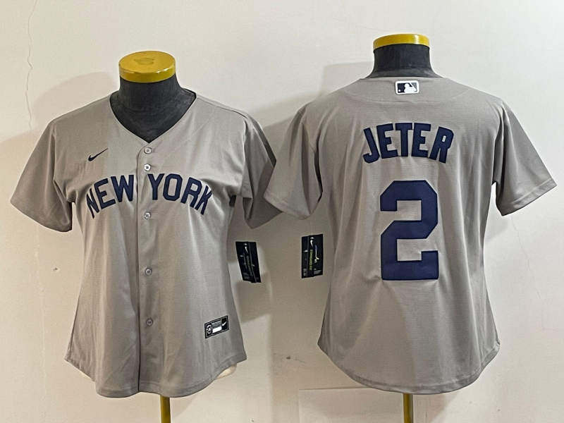 Women's New York Yankees Derek Jeter Gray Road Player Jersey