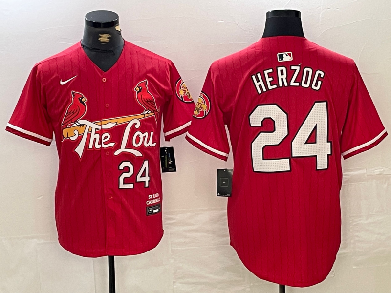 Men's St. Louis Cardinals Whitey Herzog Red 2024 City Connect Player Jersey