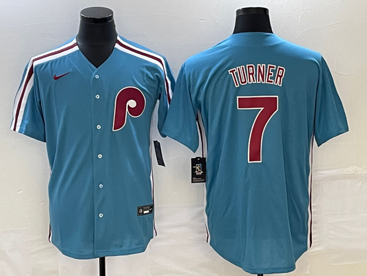 Men's Trea Turner Philadelphia Phillies Player Jersey - Light Blue