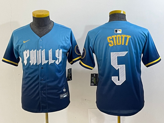 YOUTH Bryson Stott Philadelphia Phillies  Blue 2024 City Connect Player Jersey