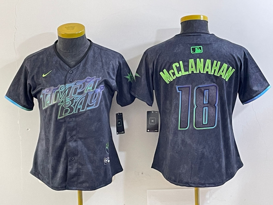 Women's Shane McClanahan Tampa Bay Rays  Charcoal 2024 City Connect Player Jersey