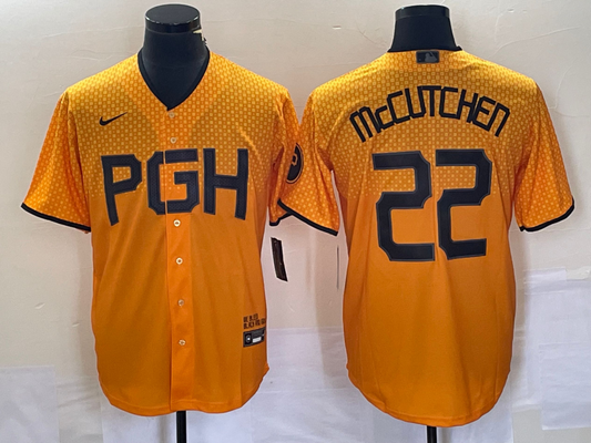 Men's Pittsburgh Pirates Andrew McCutchen Gold 2023 City Connect Replica Player Jersey