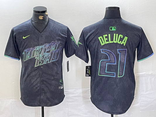 Men's  Jonny DeLuca Tampa Bay Rays Charcoal 2024 City Connect Player Jersey