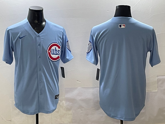 Men's Chicago Cubs Cubs  Baby Blue 2nd Alternate Player CUSTOM Jersey