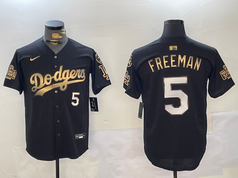 Men's Freddie Freeman Los Angeles Dodgers 2024 World Series Champions Black/Gold Jersey