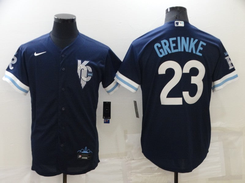 Men's Kansas City Royals Zack Greinke City Connect Replica Jersey - Navy