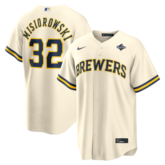 Men's Milwaukee Brewers Jacob Misiorowski Cream 2026 World Series Home Jersey