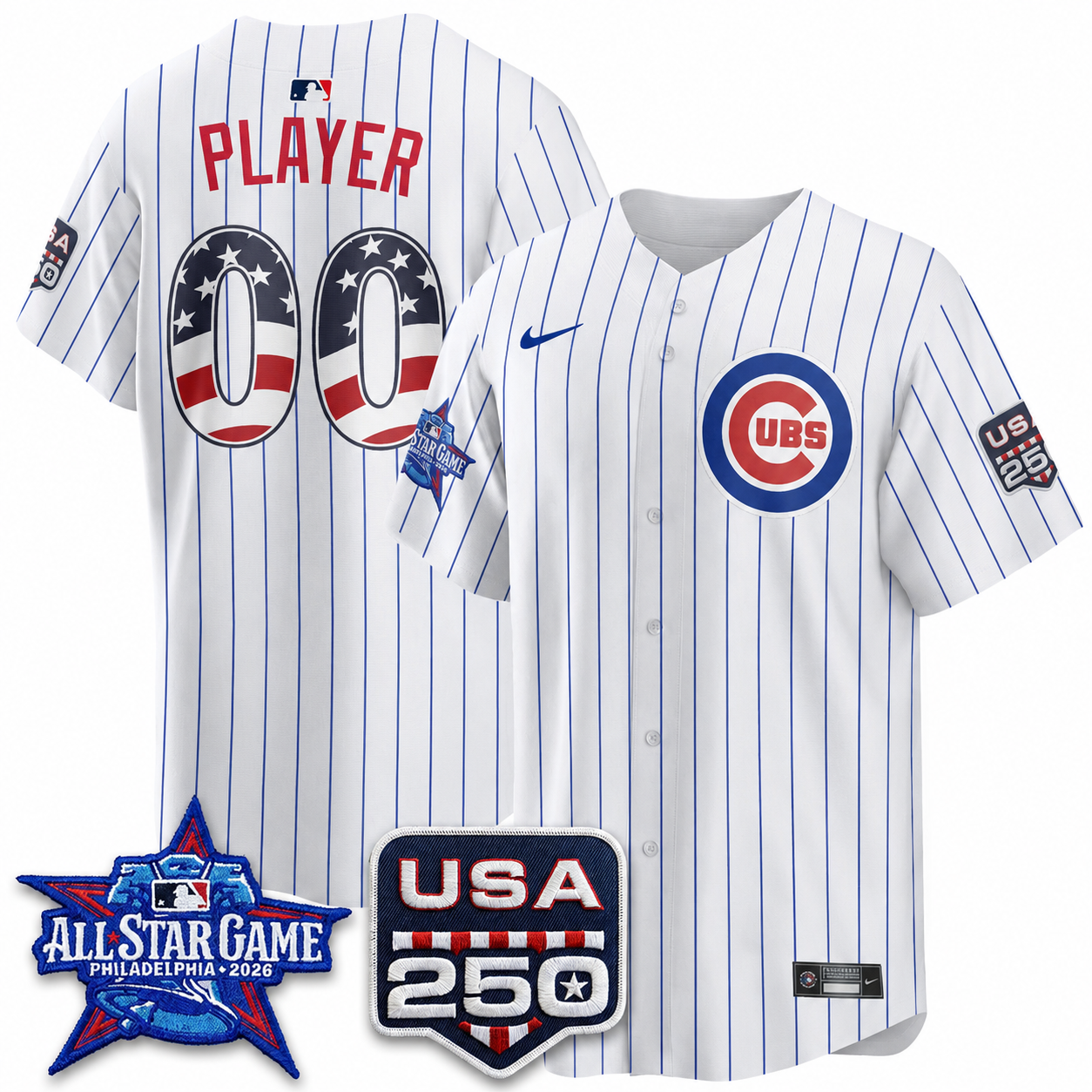Men's Chicago Cubs 2026 All-Star Edition Stars & Stripes CUSTOM Jersey
