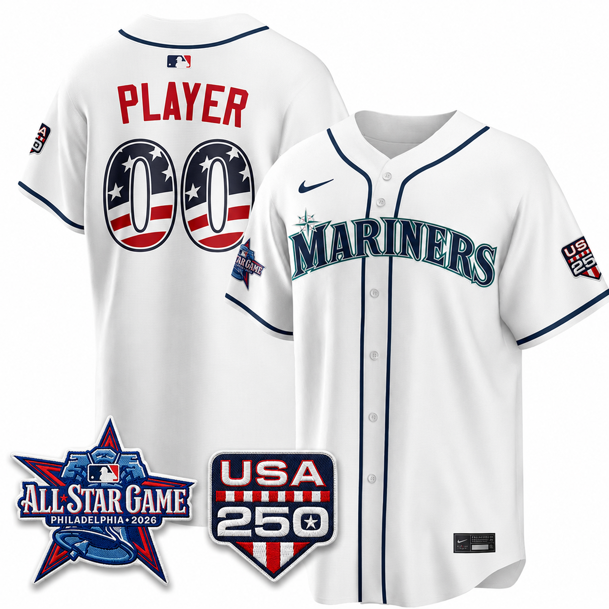 Men's Seattle Mariners 2026 All-Star Edition Stars & Stripes CUSTOM Jersey