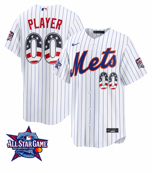 Men's New York Mets 2026 All-Star Edition Stars & Stripes Home CUSTOM  Jersey