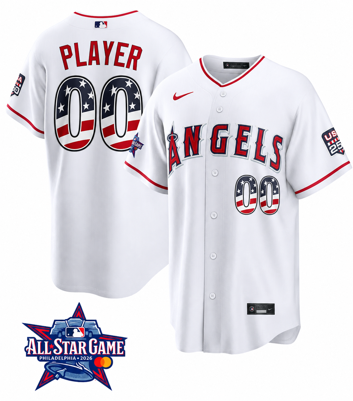 Men's Los Angeles Angels 2026 All-Star Edition Stars & Stripes Home CUSTOM Jersey