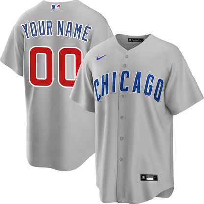 Men's Chicago Cubs White Home Replica Custom Jersey