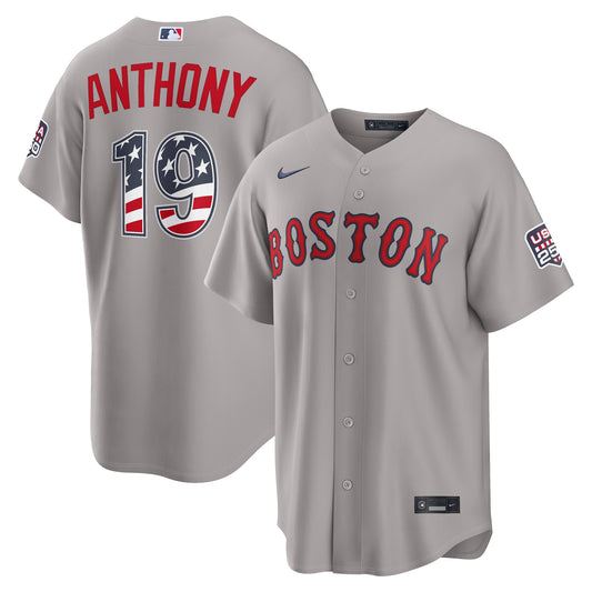 Men's Boston Red Sox Roman Anthony  Gray USA 250 Fourth of July Jersey