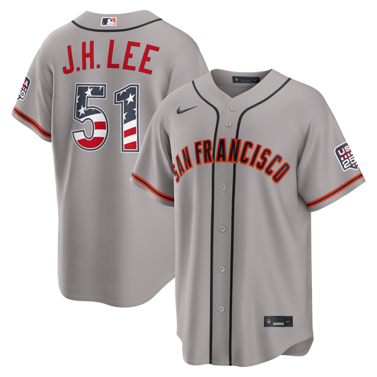 Men's San Francisco Giants Jung Hoo Lee Gray USA 250 Fourth of July Jersey