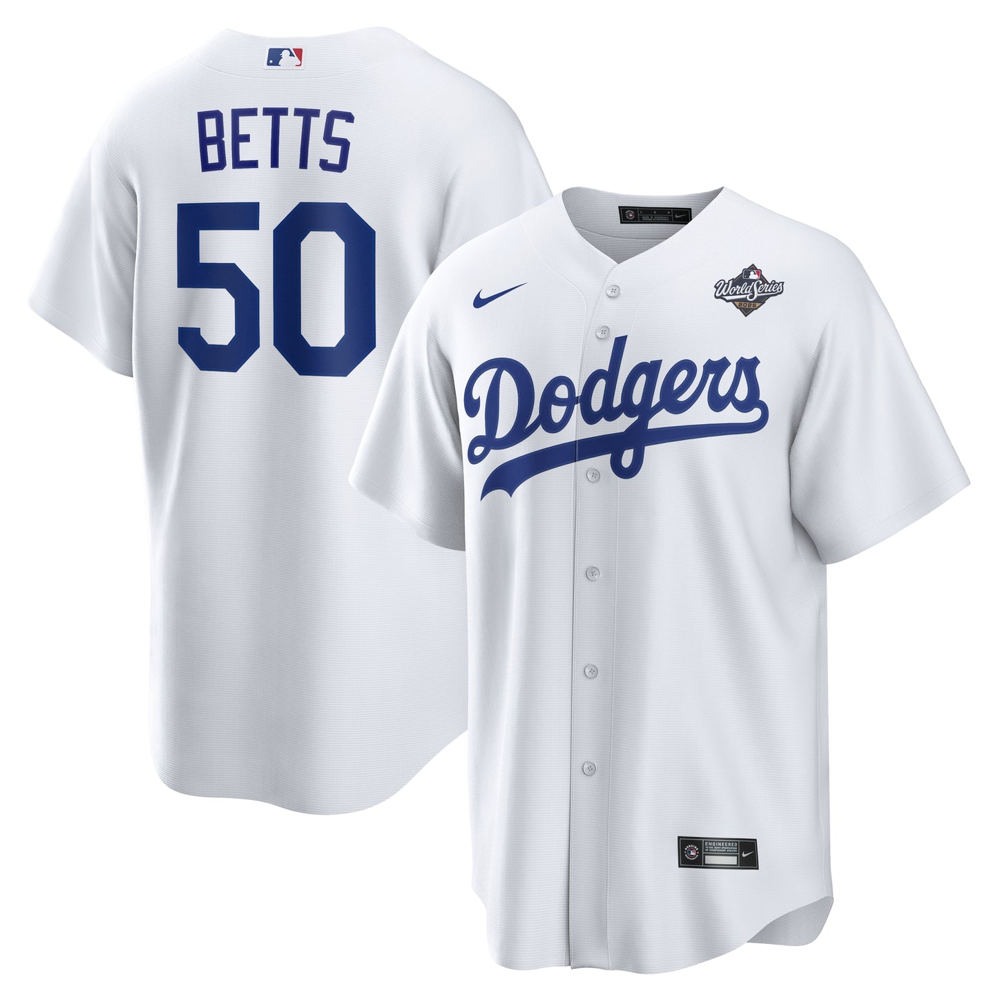 Men's Los Angeles Dodgers Mookie Betts White 2025 World Series Home Player Jersey