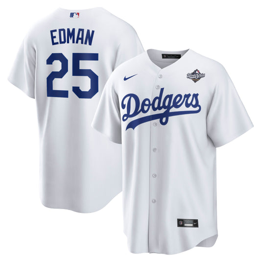 Men's Los Angeles Dodgers Tommy Edman White 2025 World Series Home Player Jersey
