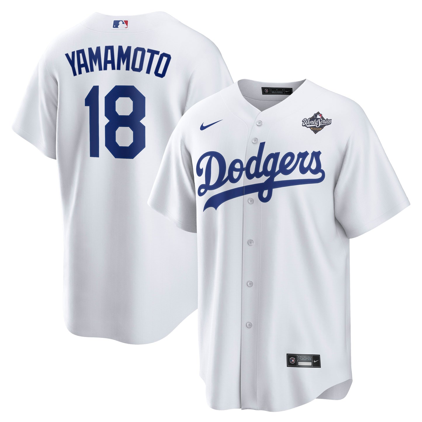Men's Los Angeles Dodgers Yoshinobu Yamamoto White 2025 World Series Home Player Jersey