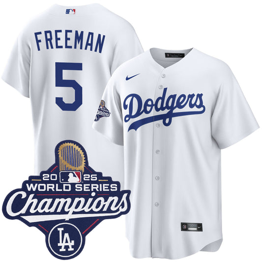 Youth Los Angeles Dodgers  Freddie Freeman White 2025 World Series Champions Home Jersey