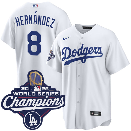 Men's Los Angeles Dodgers  Enrique Hernández White 2025 World Series Champions Home Jersey