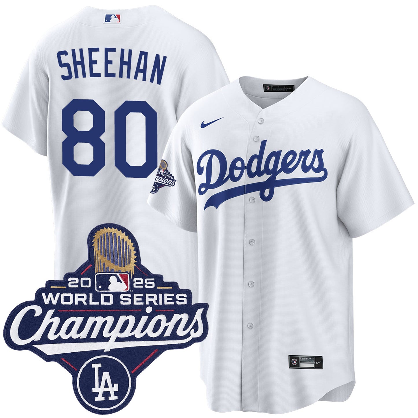 Men's Los Angeles Dodgers Emmet Sheehan White 2025 World Series Champions Home Jersey
