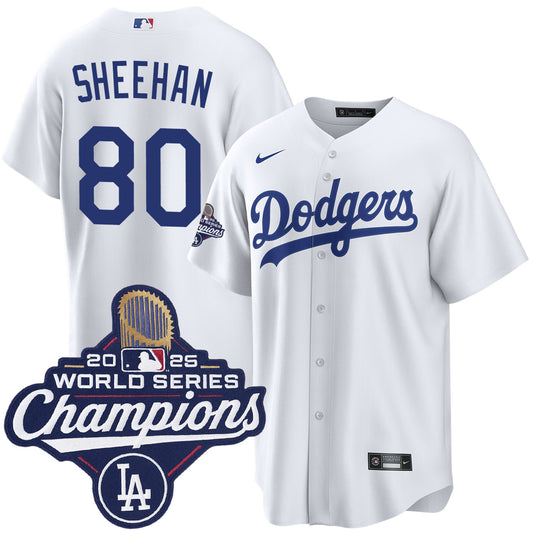 Men's Los Angeles Dodgers Emmet Sheehan White 2025 World Series Champions Home Jersey