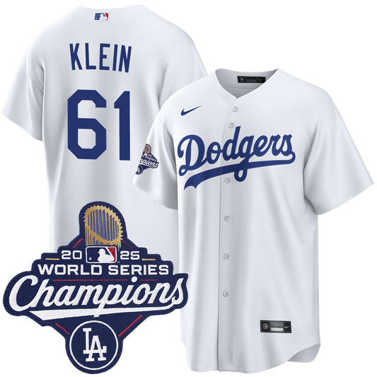 Men's Los Angeles Dodgers Will Klein White 2025 World Series Champions Home Jersey