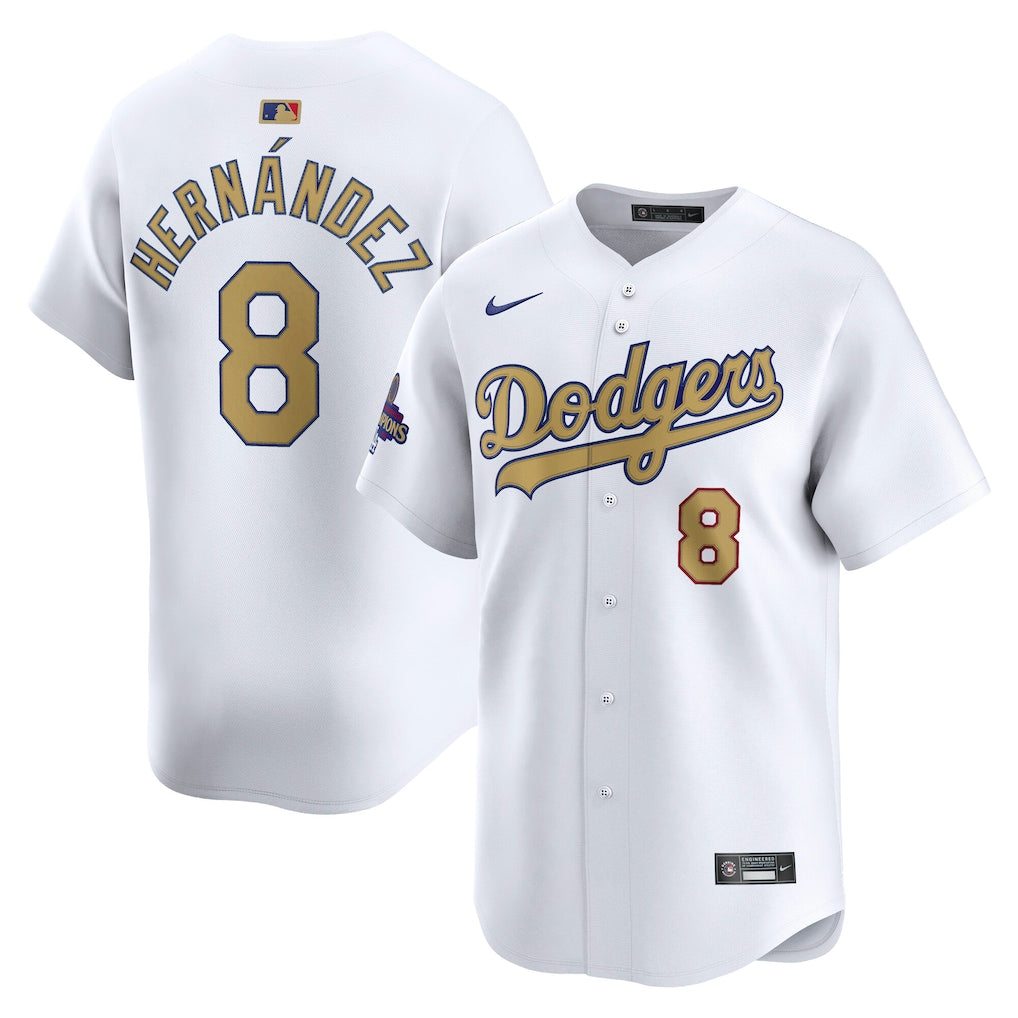 Men's Los Angeles Dodgers Enrique White 2025 Gold Collection Jersey