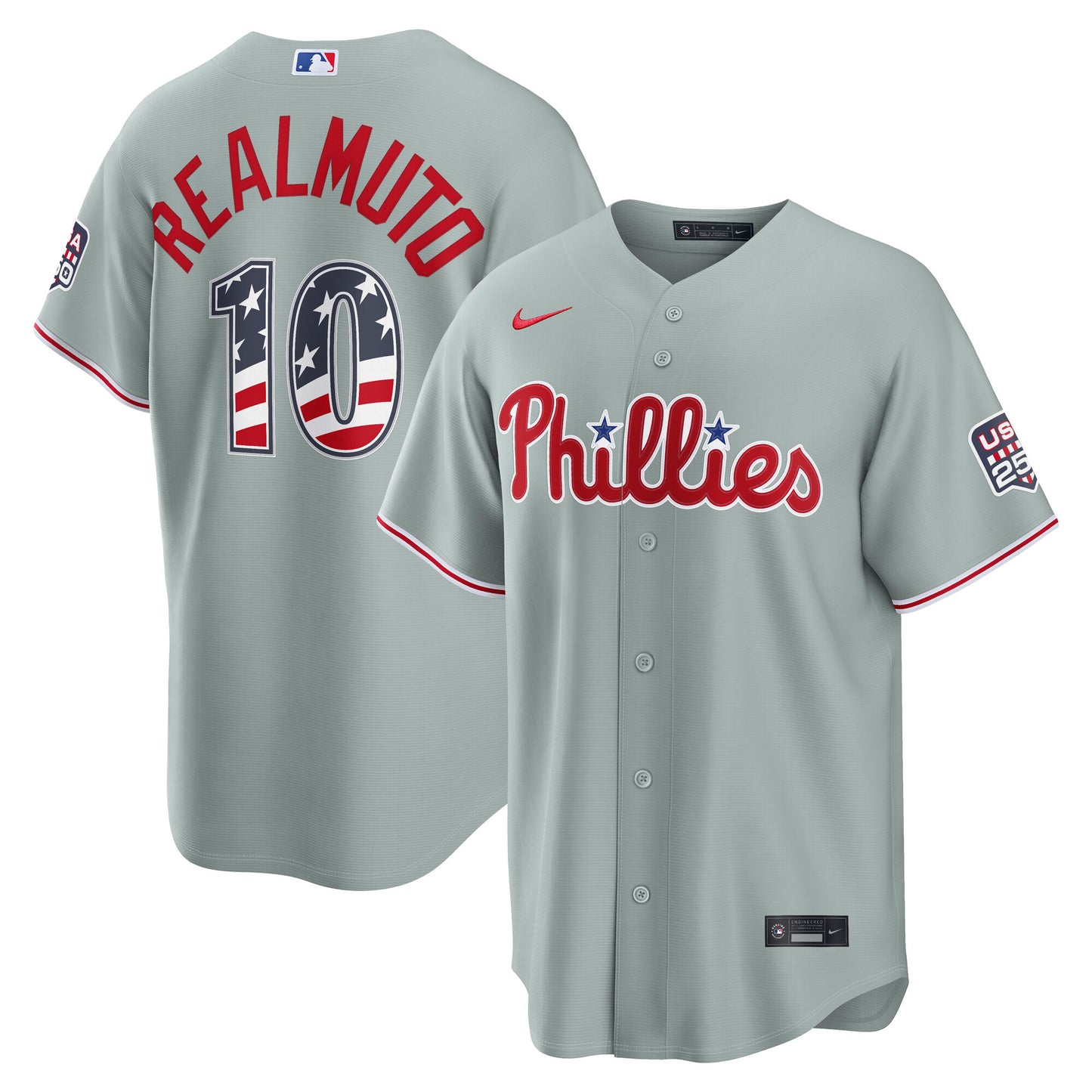 Men's Philadelphia Phillies J.T. Realmuto Gray USA 250 Fourth of July Jersey