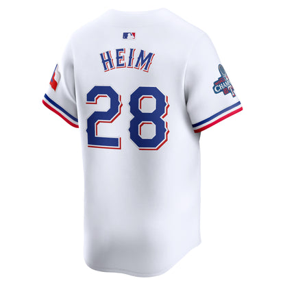 Men's Texas Rangers Jonah Heim White Home 2023 World Series Champions Jersey