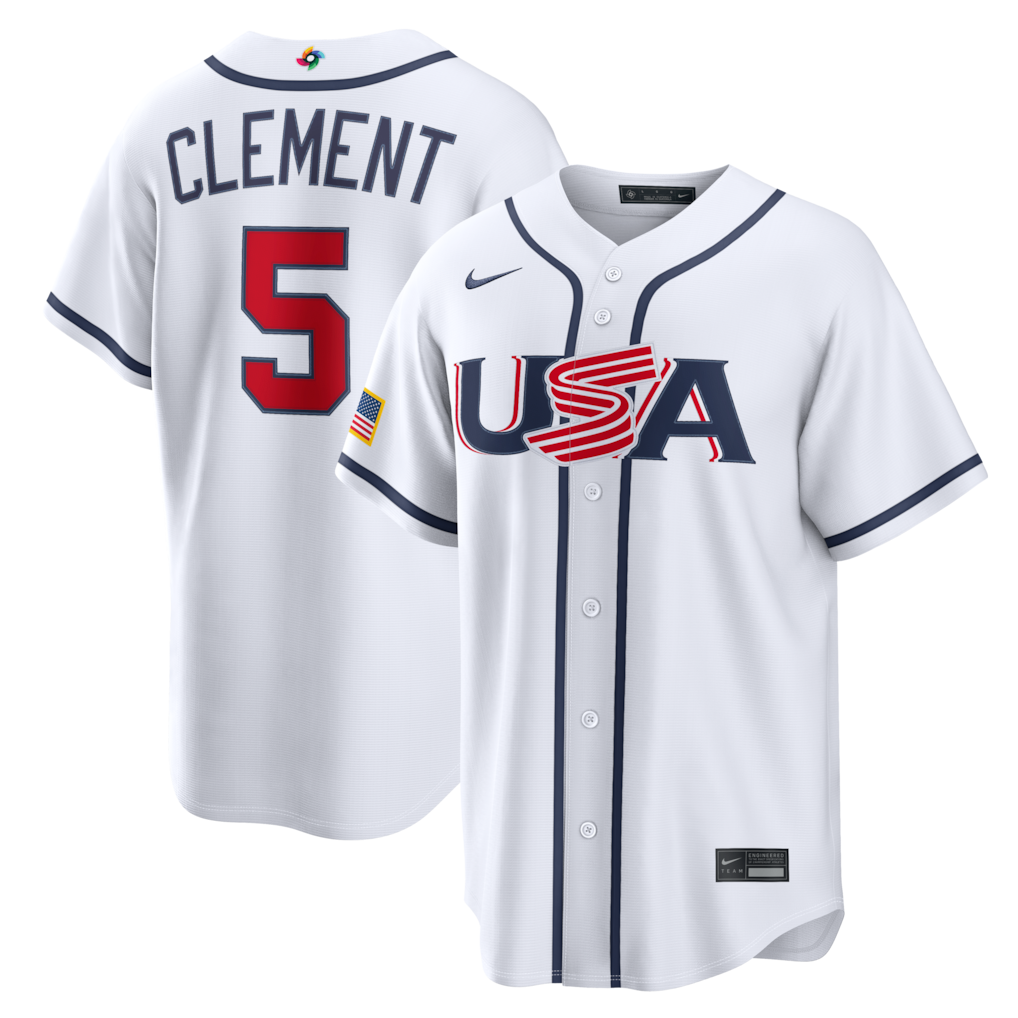 Men's Ernie Clement White USA 2026 Baseball World Baseball Classic  Jersey