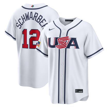 Men's Kyle Schwarber White USA 2026 Baseball World Baseball Classic  Jersey
