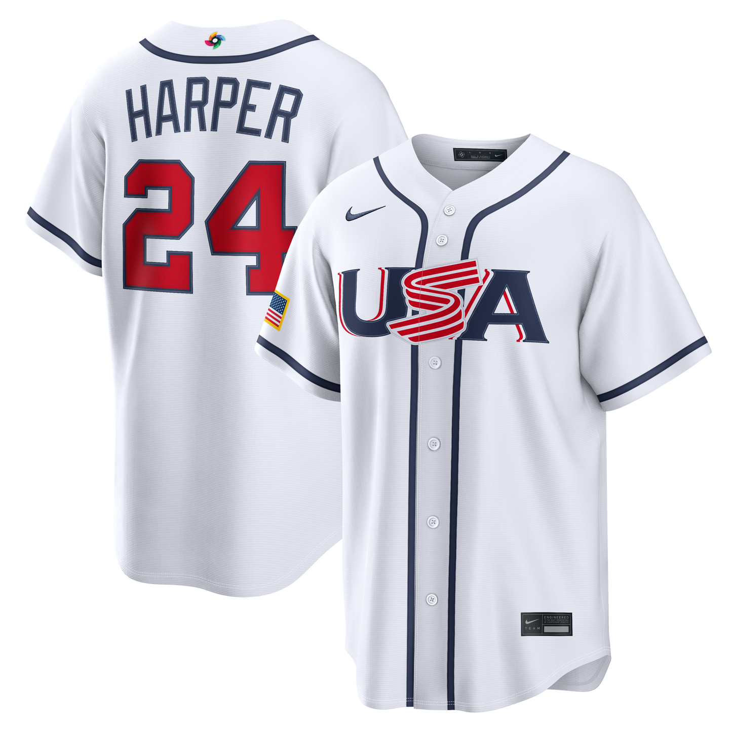 Men's Bryce Harper White USA 2026 Baseball World Baseball Classic  Jersey