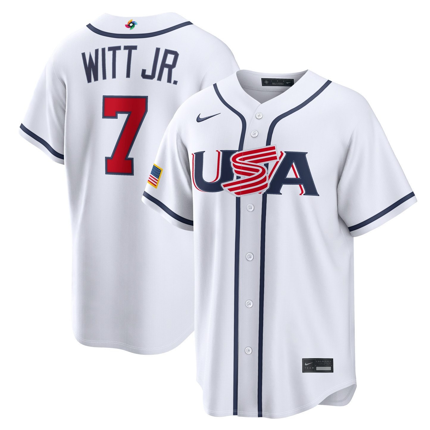 Men's Bobby Witt JR. White USA 2026  Baseball World Baseball Classic Jersey