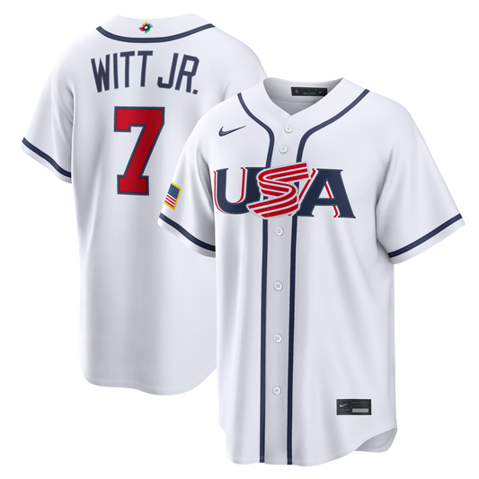 YOUTH Bobby Witt JR. White USA 2026  Baseball World Baseball Classic Jersey