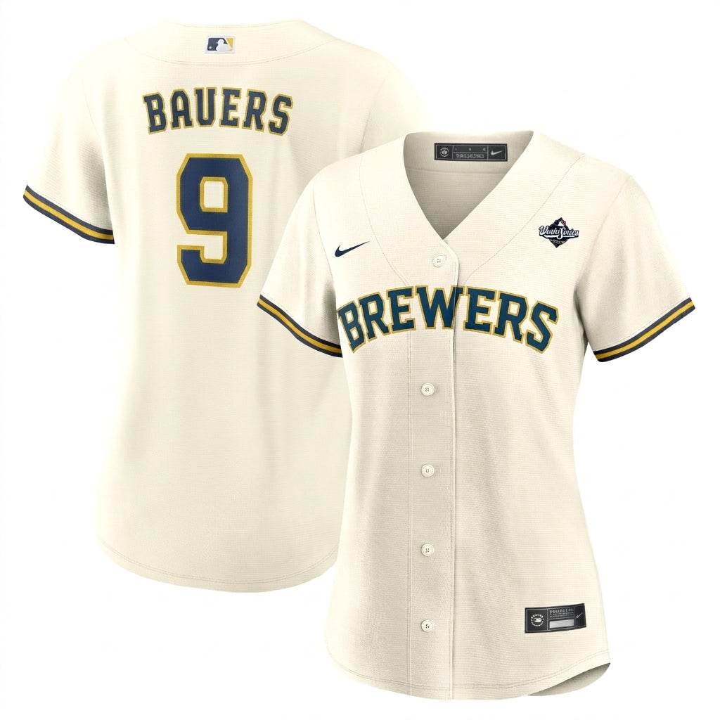WOMEN'S Milwaukee Brewers Jake Bauers Cream 2026 World Series Home Jersey