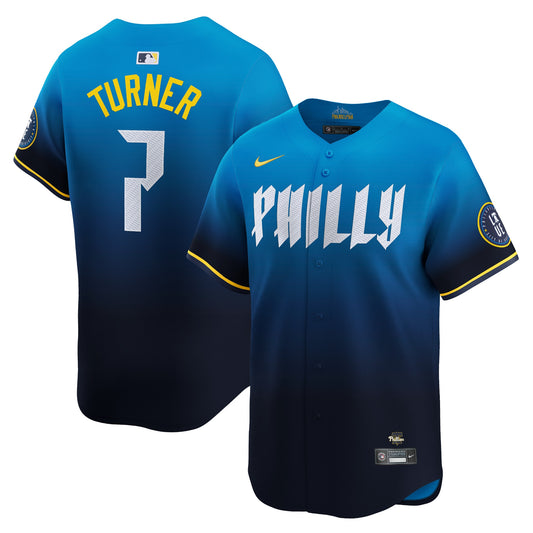 Men's Philadelphia Phillies Trea Turner Blue 2024 City Connect Player Jersey