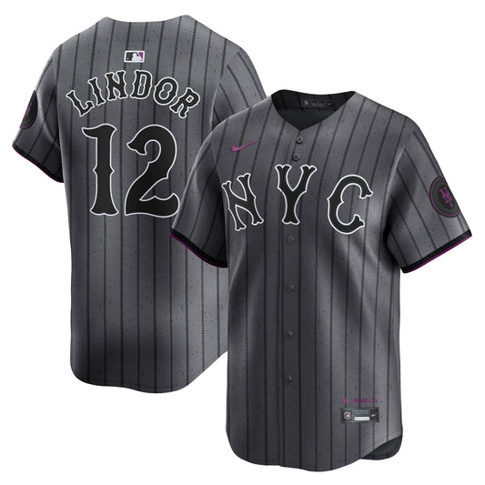 YOUTH New York Mets Francisco Lindor Graphite 2024 City Connect Player Jersey