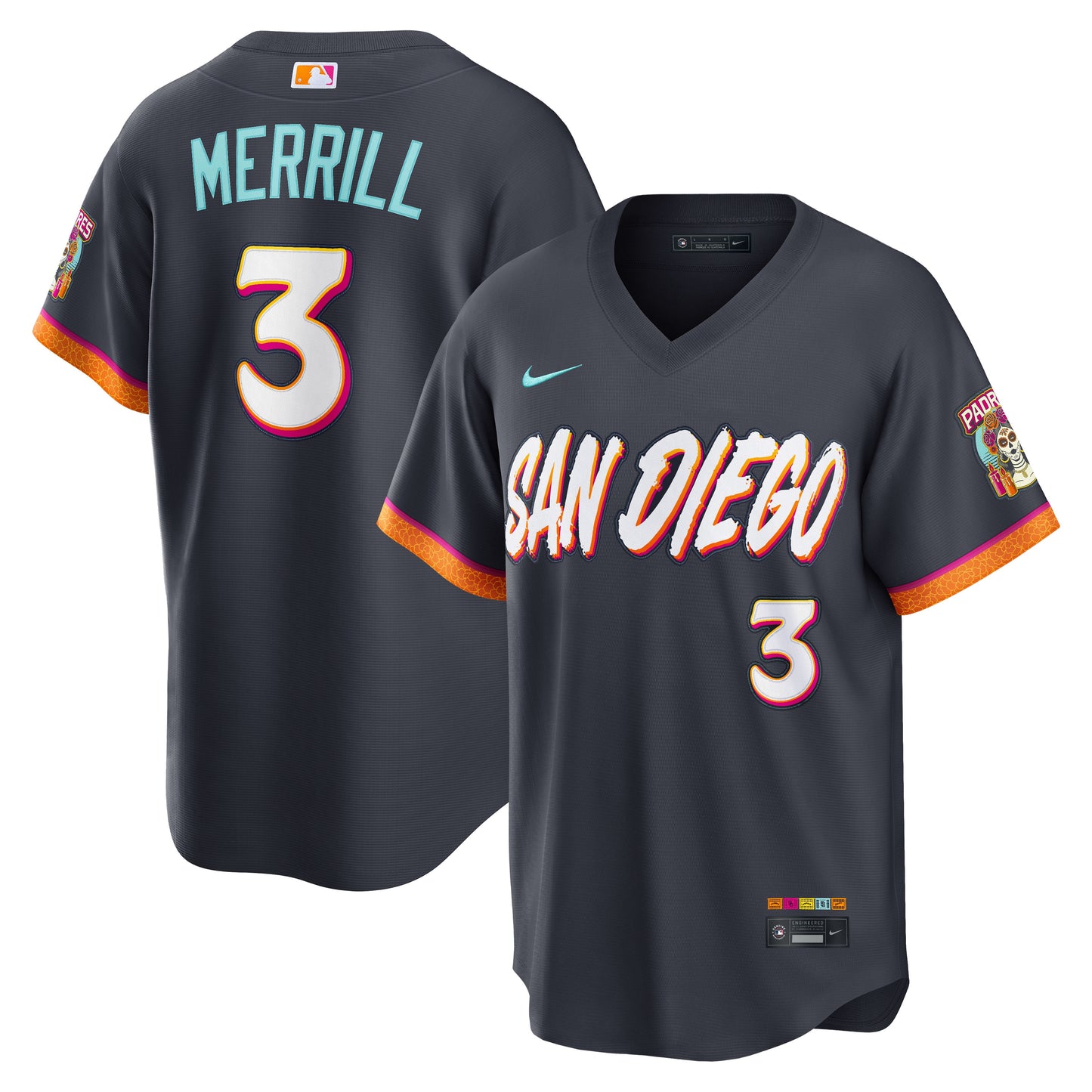 Men's San Diego Padres Jackson Merrill Obsidian 2026 City Connect Stadium Jersey