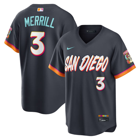 Men's San Diego Padres Jackson Merrill Obsidian 2026 City Connect Stadium Jersey