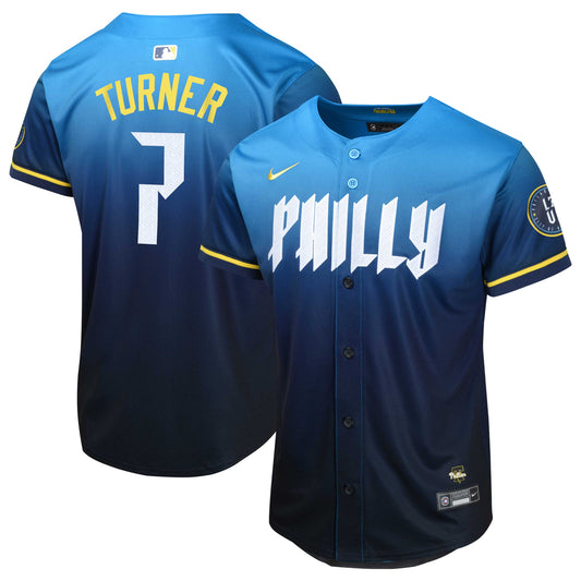 YOUTH Philadelphia Phillies Trea Turner Blue 2024 City Connect Player Jersey