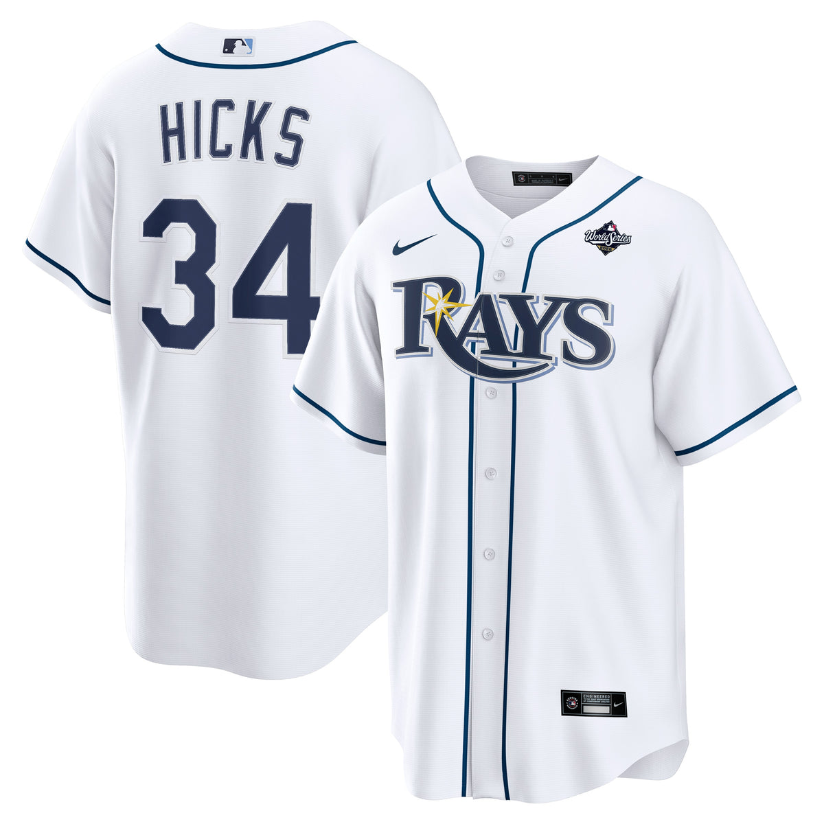 Men's Tampa Bay Rays Liam Hicks White 2026 World Series Home Jersey