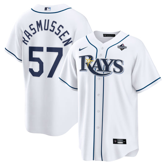 Men's Tampa Bay Rays Drew Rasmussen White 2026 World Series Home Jersey